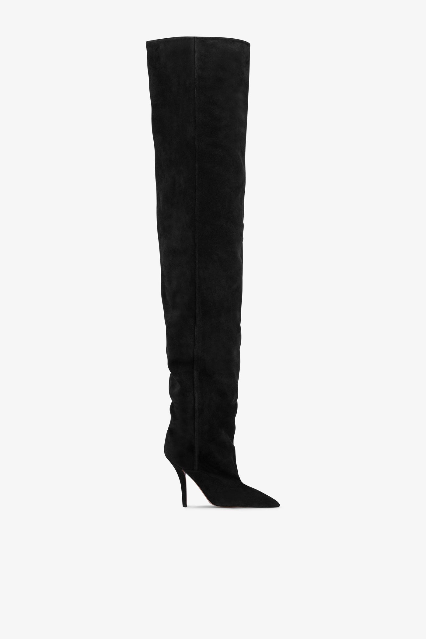 Over-the-knee boots in off-black suede leather