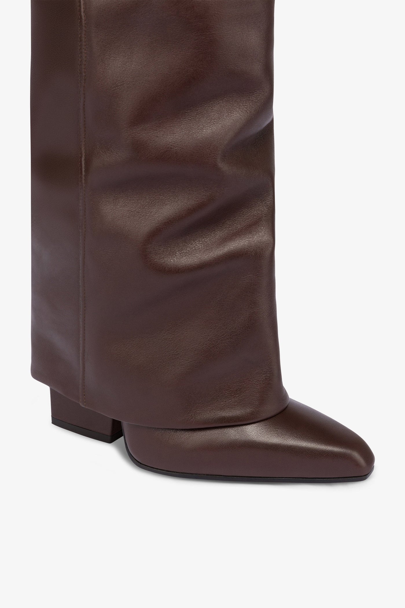 Fold-over boots in mocha leather