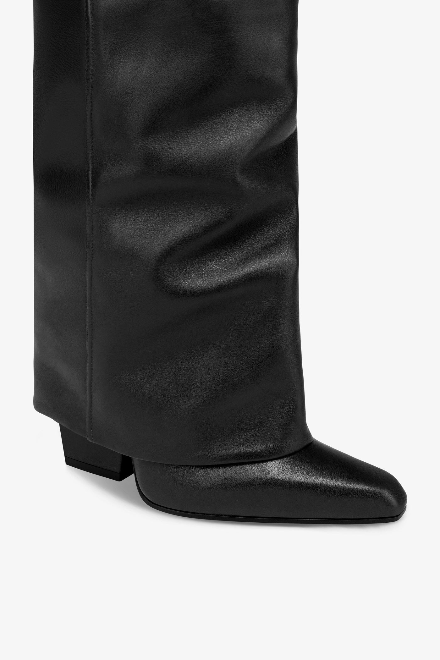 Fold-over boots in black leather