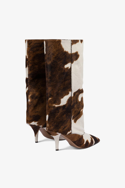 Boots in printed cowhide