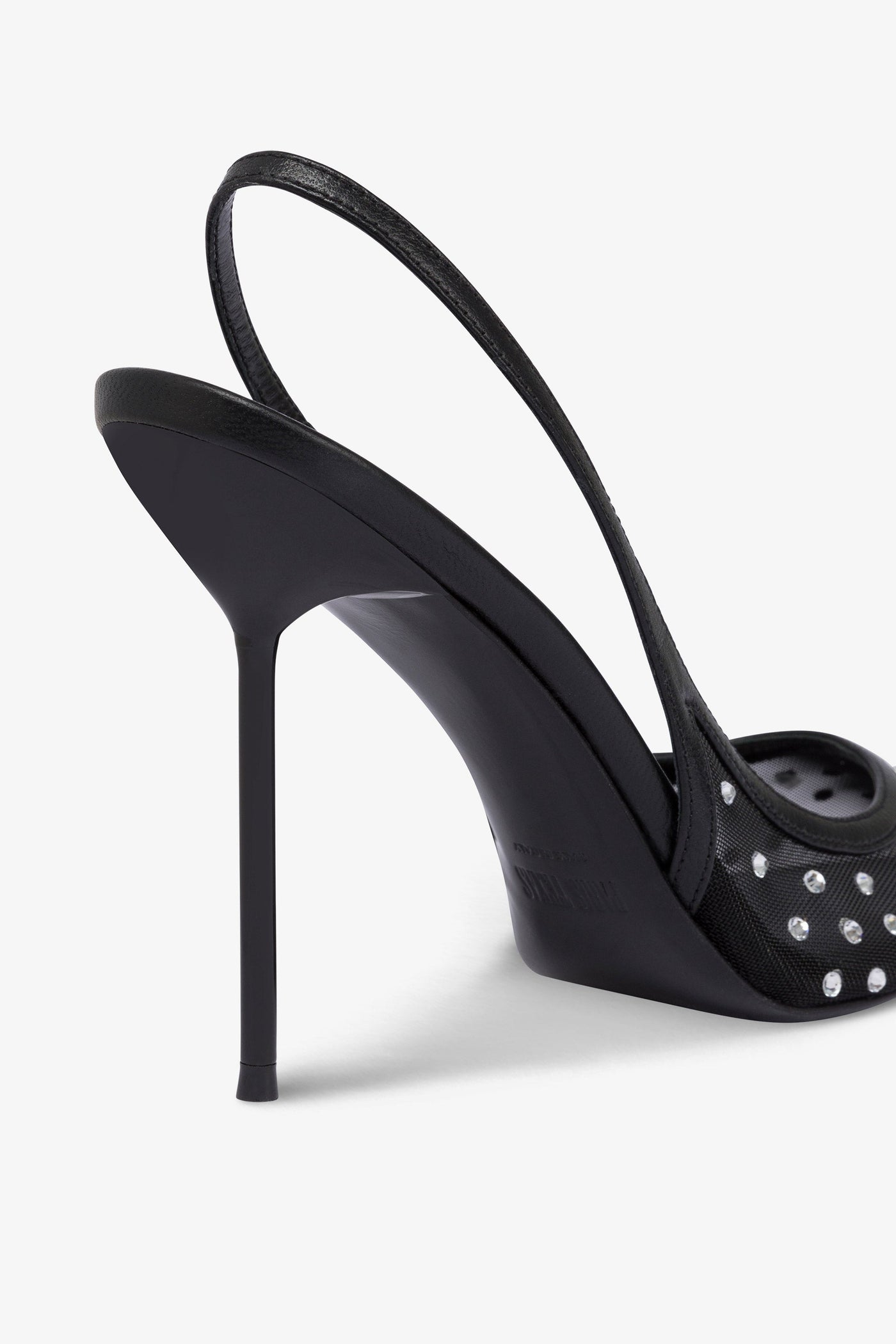 Slingbacks in black and crystal mesh