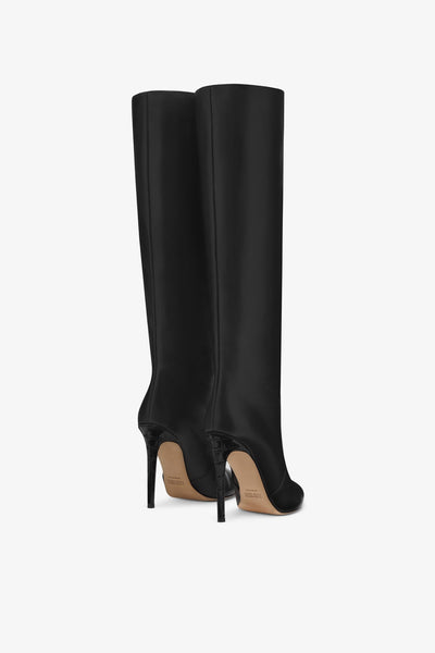 Black nappa leather stiletto boots