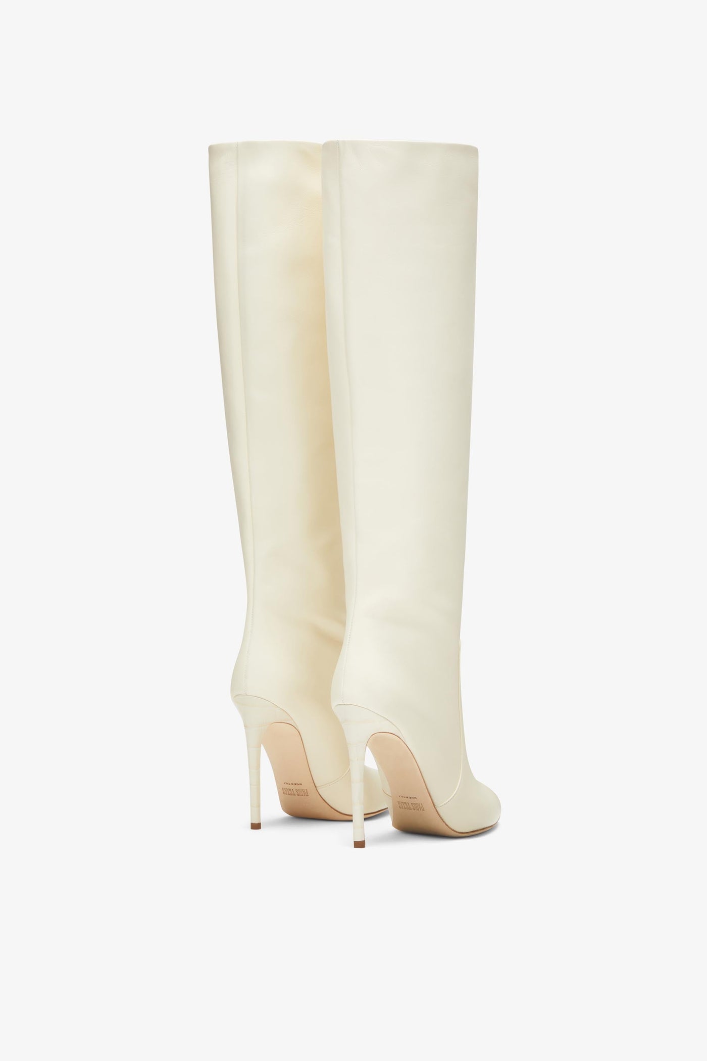 Vanilla white nappa leather stiletto boots