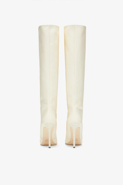 Vanilla white nappa leather stiletto boots