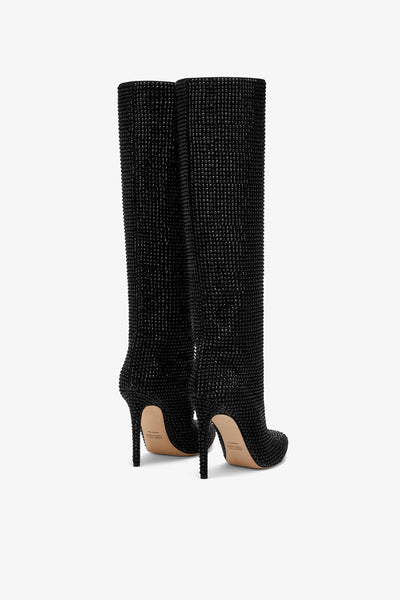 Onyx crystal-embellished suede boots