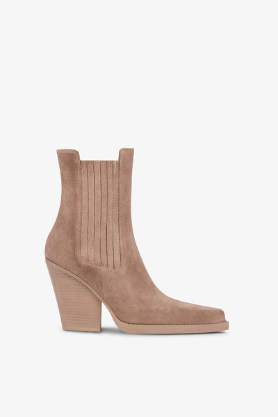 Square-toe ankle boots in koala suede leather