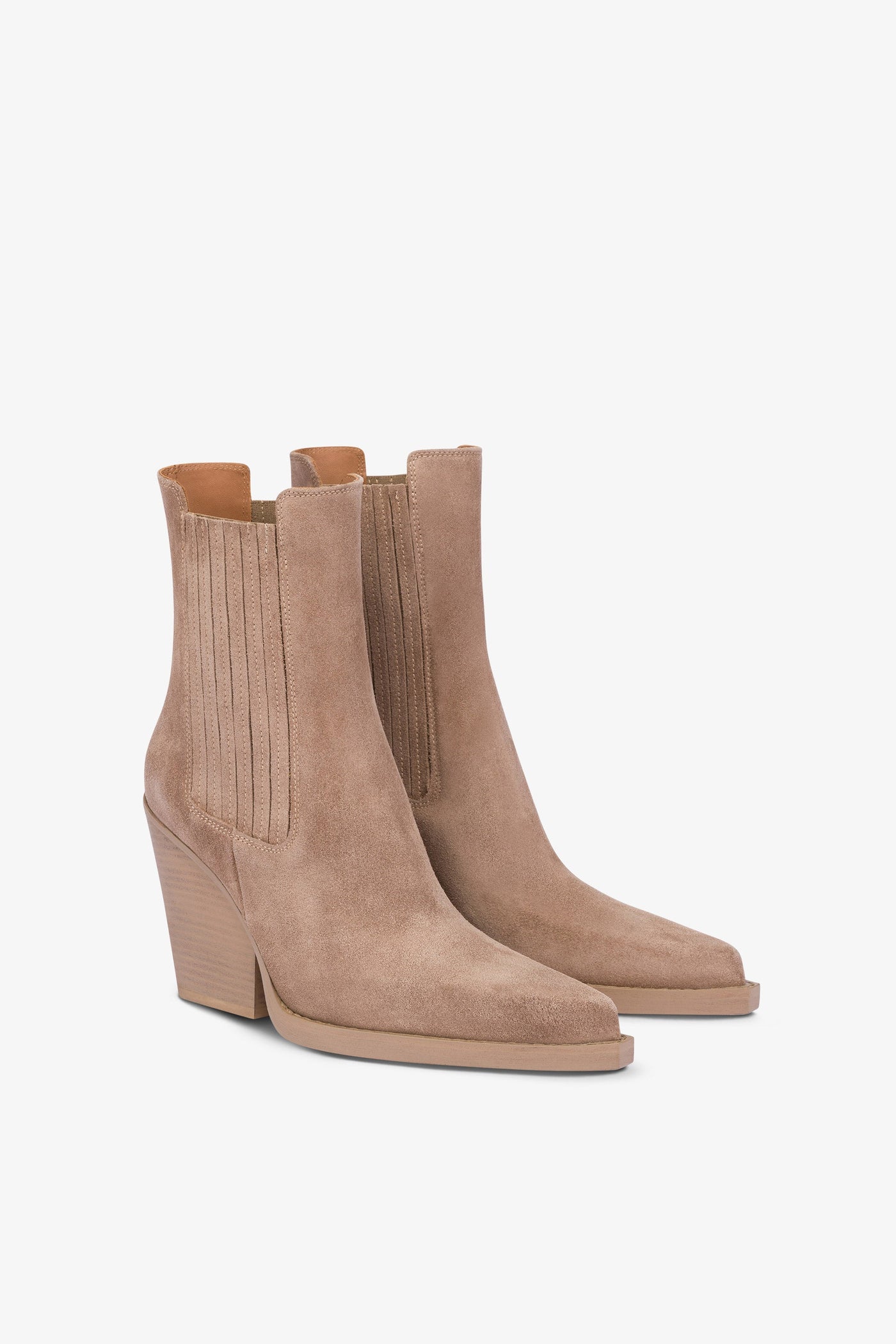 Square-toe ankle boots in koala suede leather