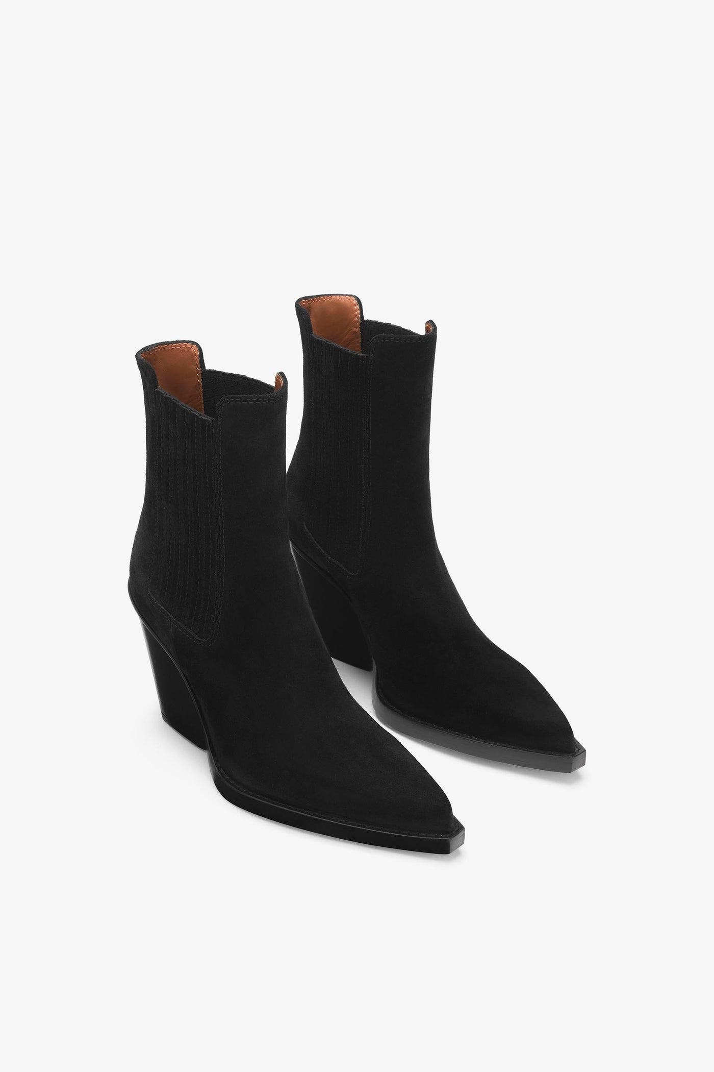 Black calf suede ankle boots