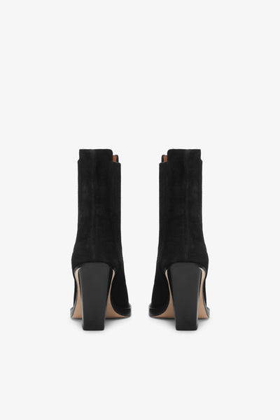 Black calf suede ankle boots