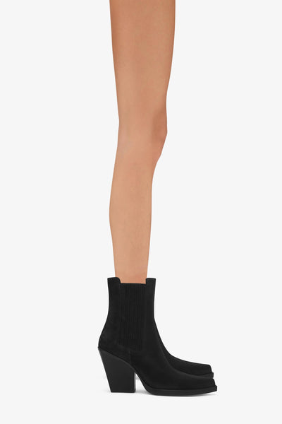 Black calf suede ankle boots