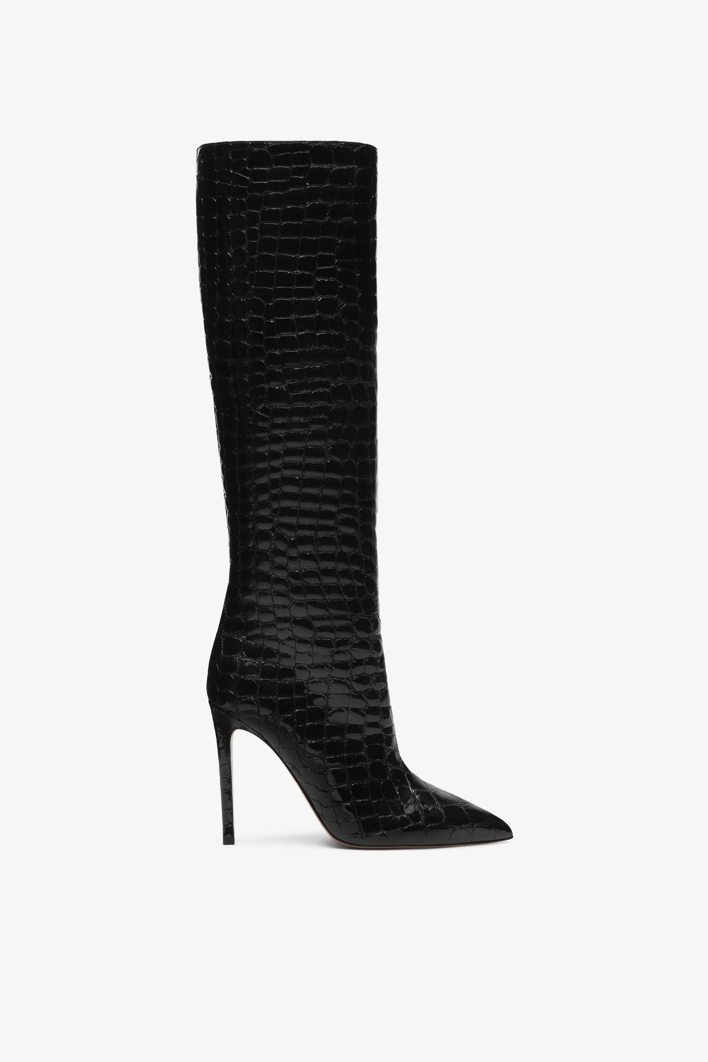 Black embossed leather boot