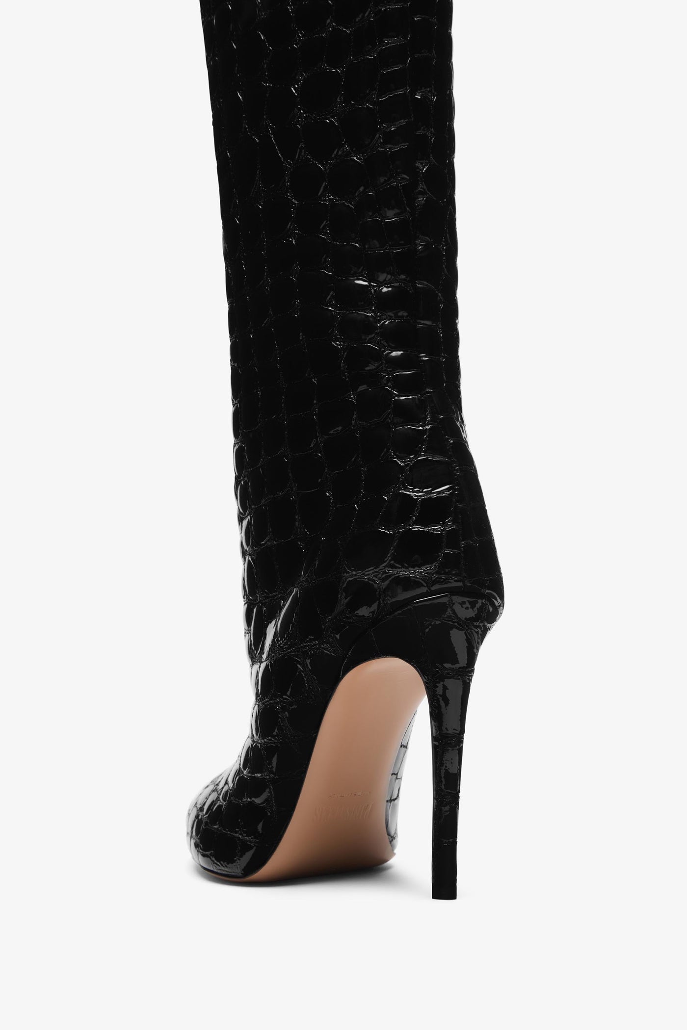 Black embossed leather boot