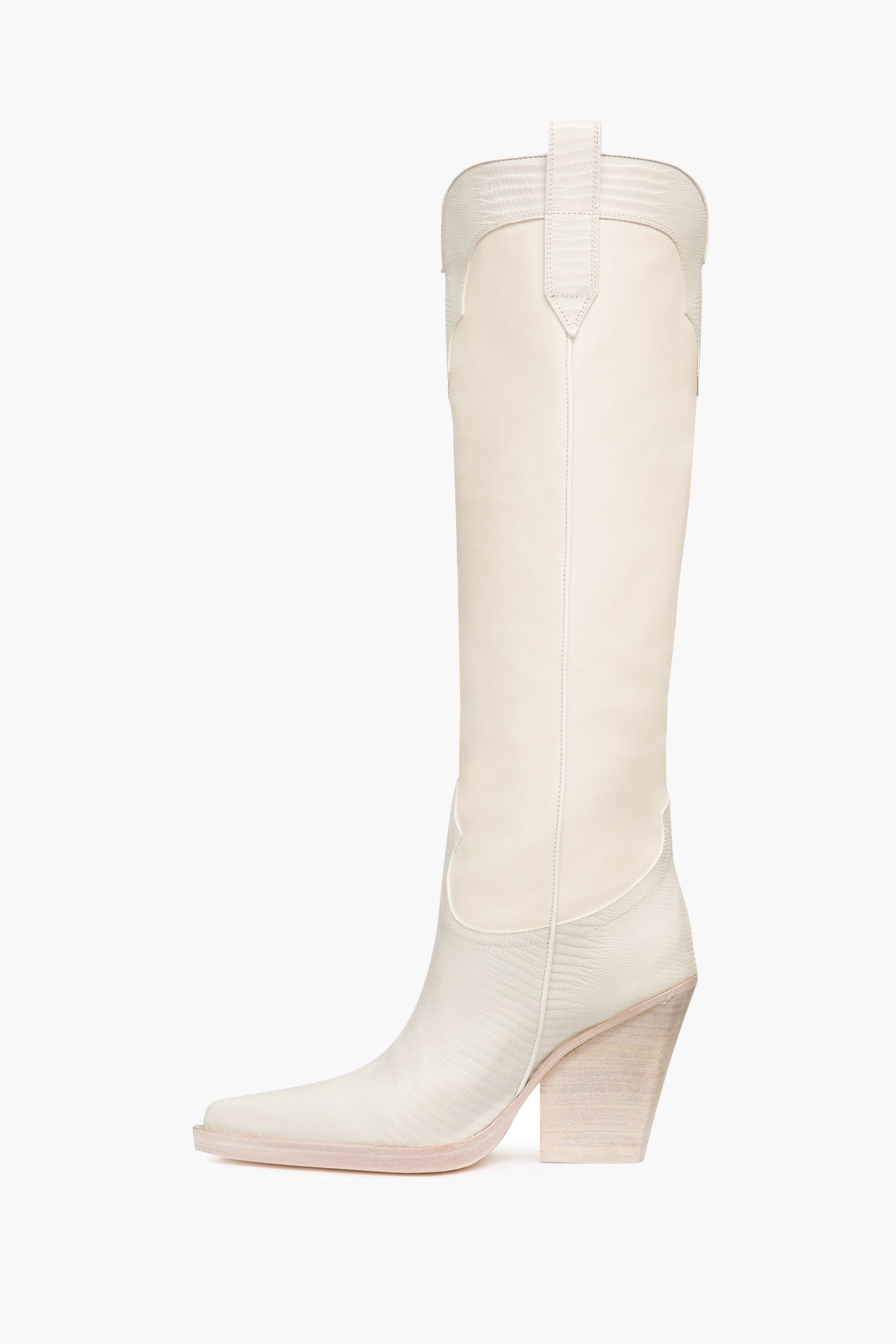 White lizard-effect leather boots