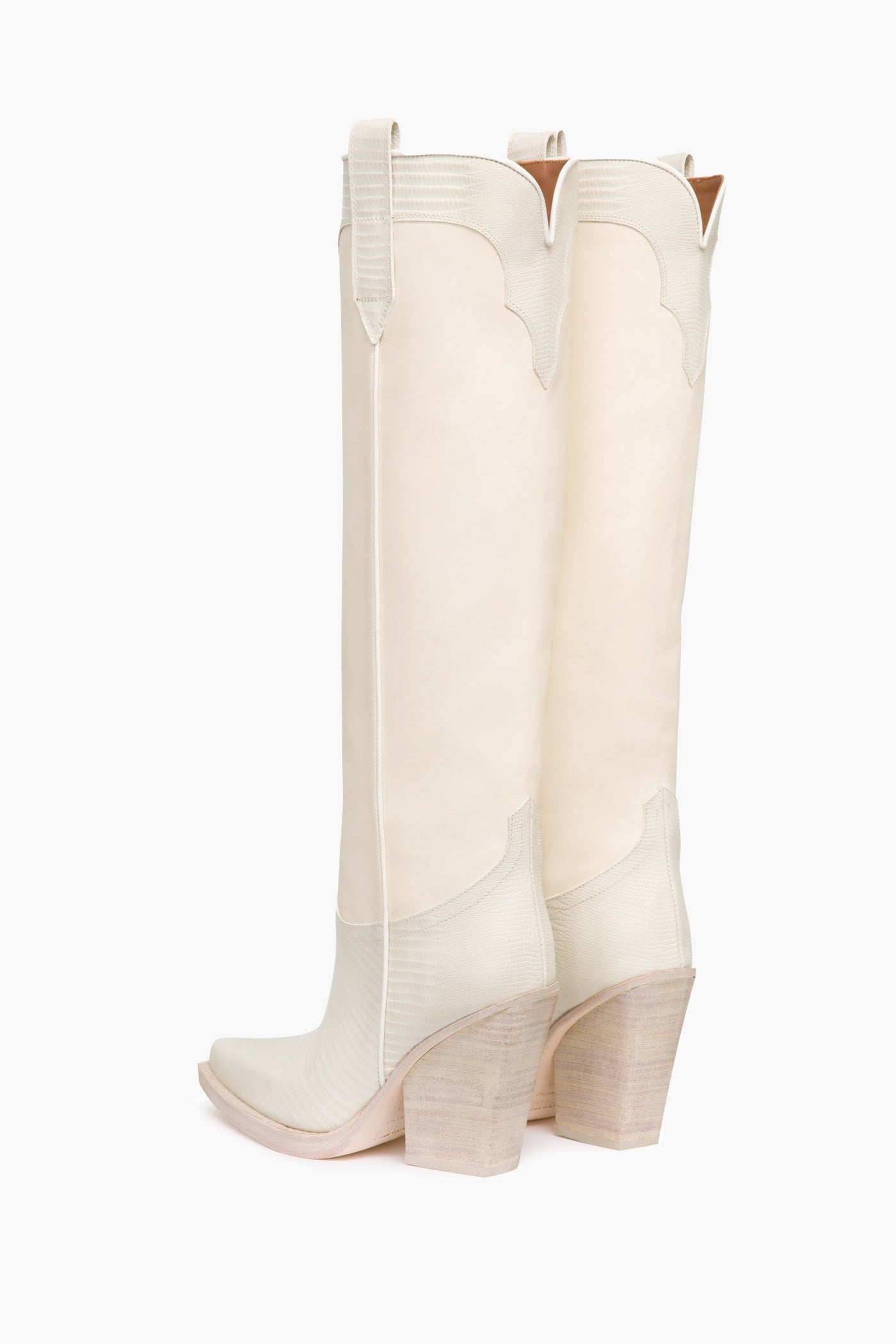 White lizard-effect leather boots