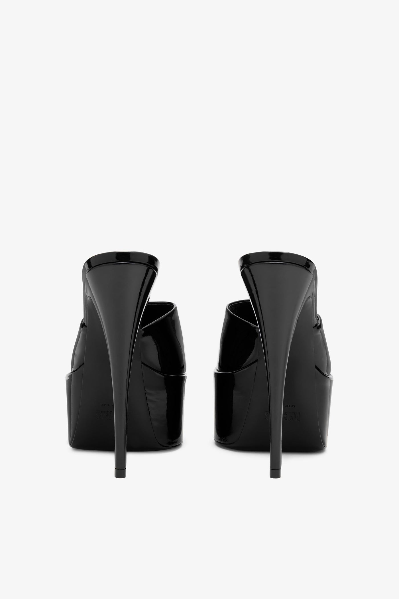 Black patent leather platform mules