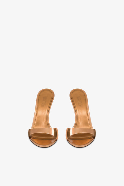 Almond-toe mules in bronze mirror-effect leather