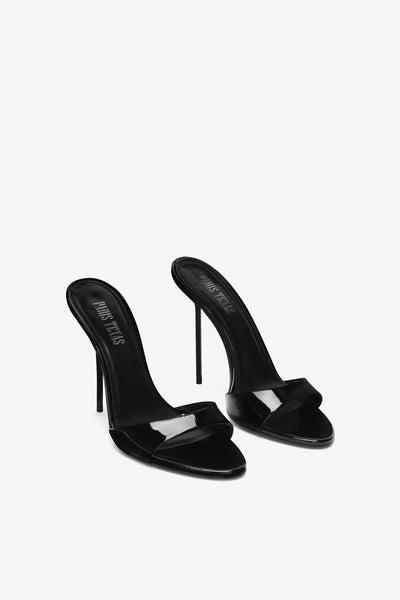 Black patent leather mule