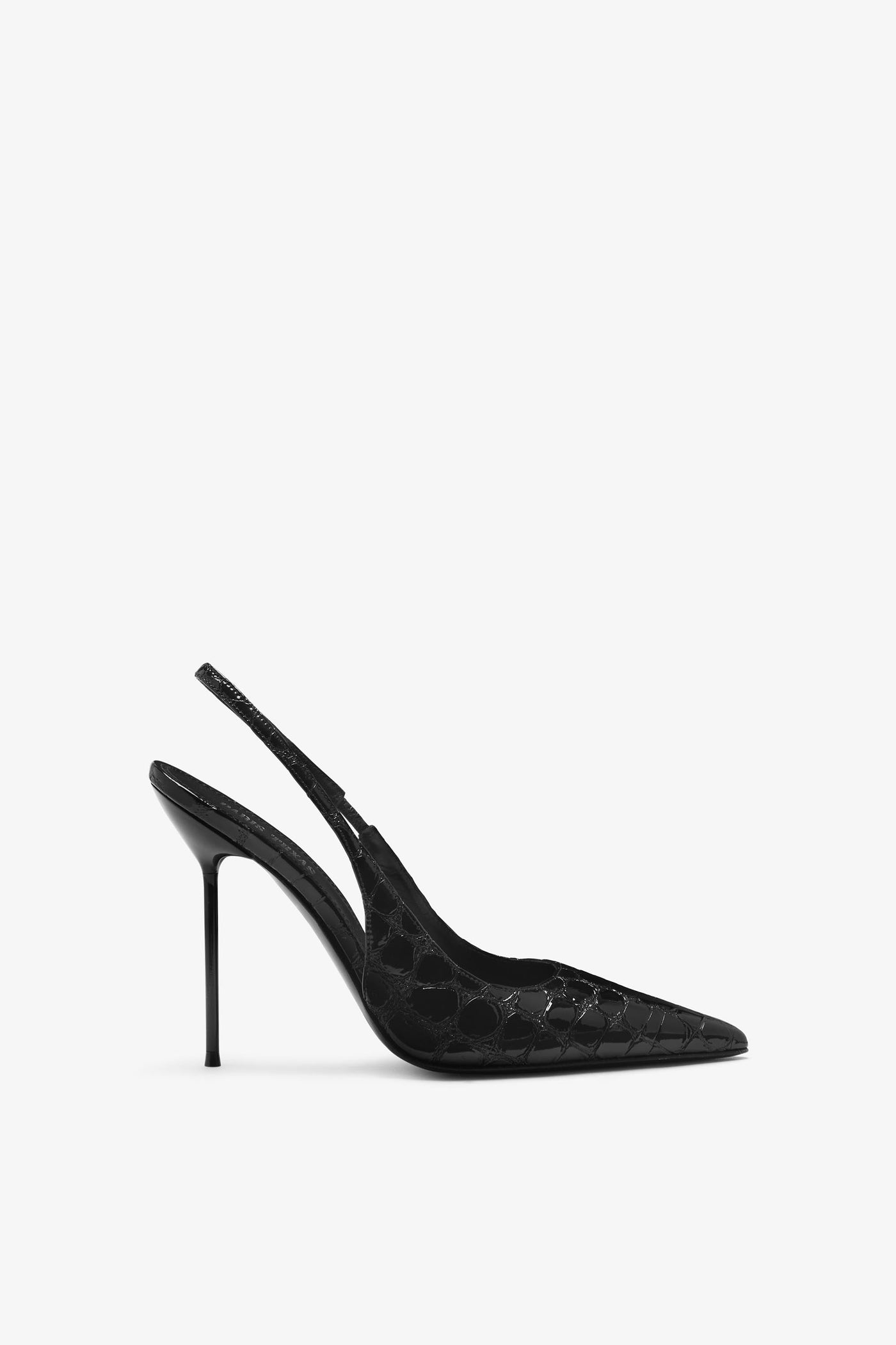 Black embossed leather slingback