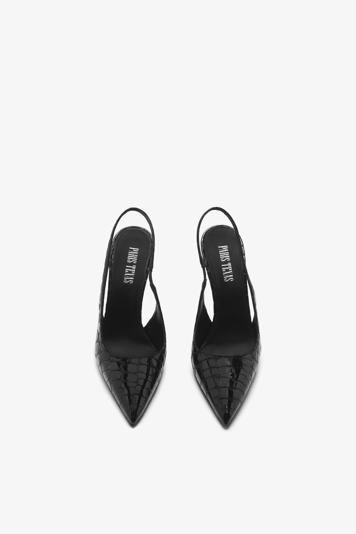 Black embossed leather slingback