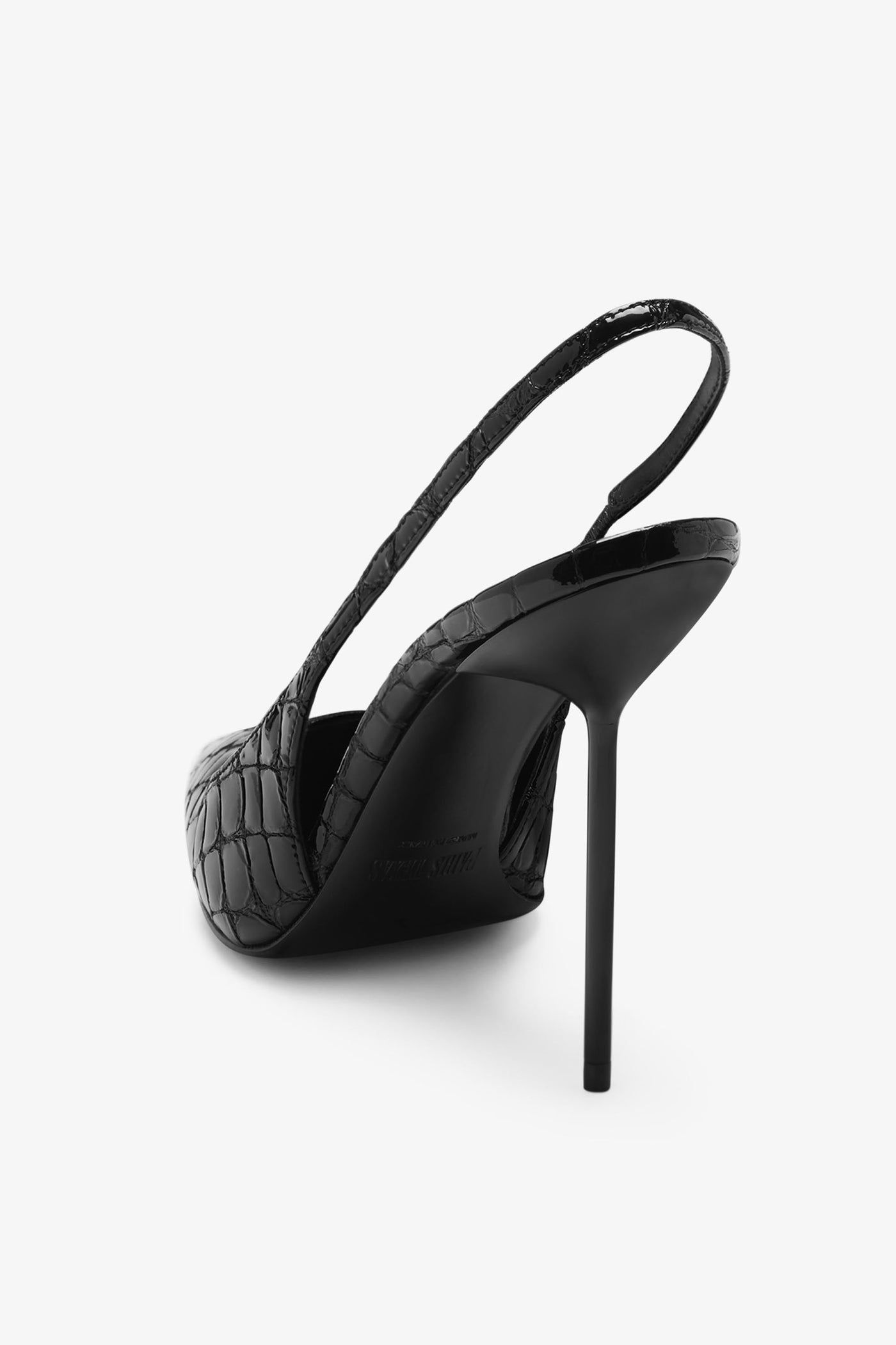 Black embossed leather slingback