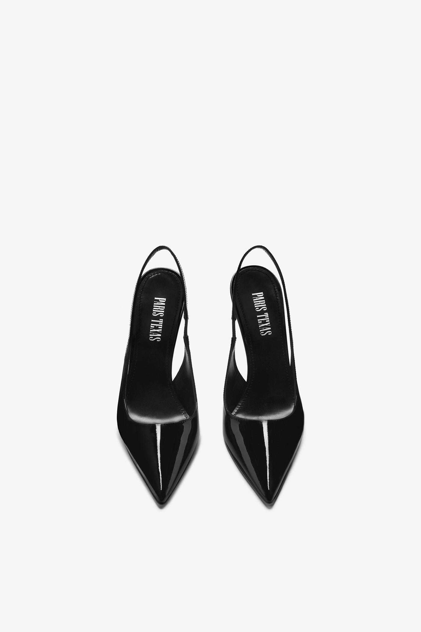 Black patent leather slingbacks