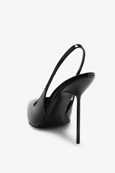 Black patent leather slingbacks