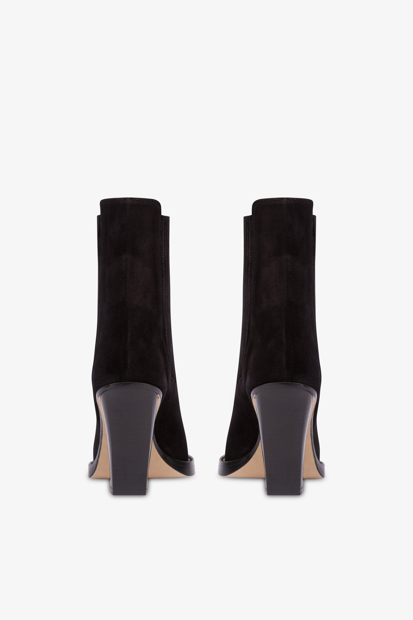 Pointed ankle boots in smooth off-black suede leather