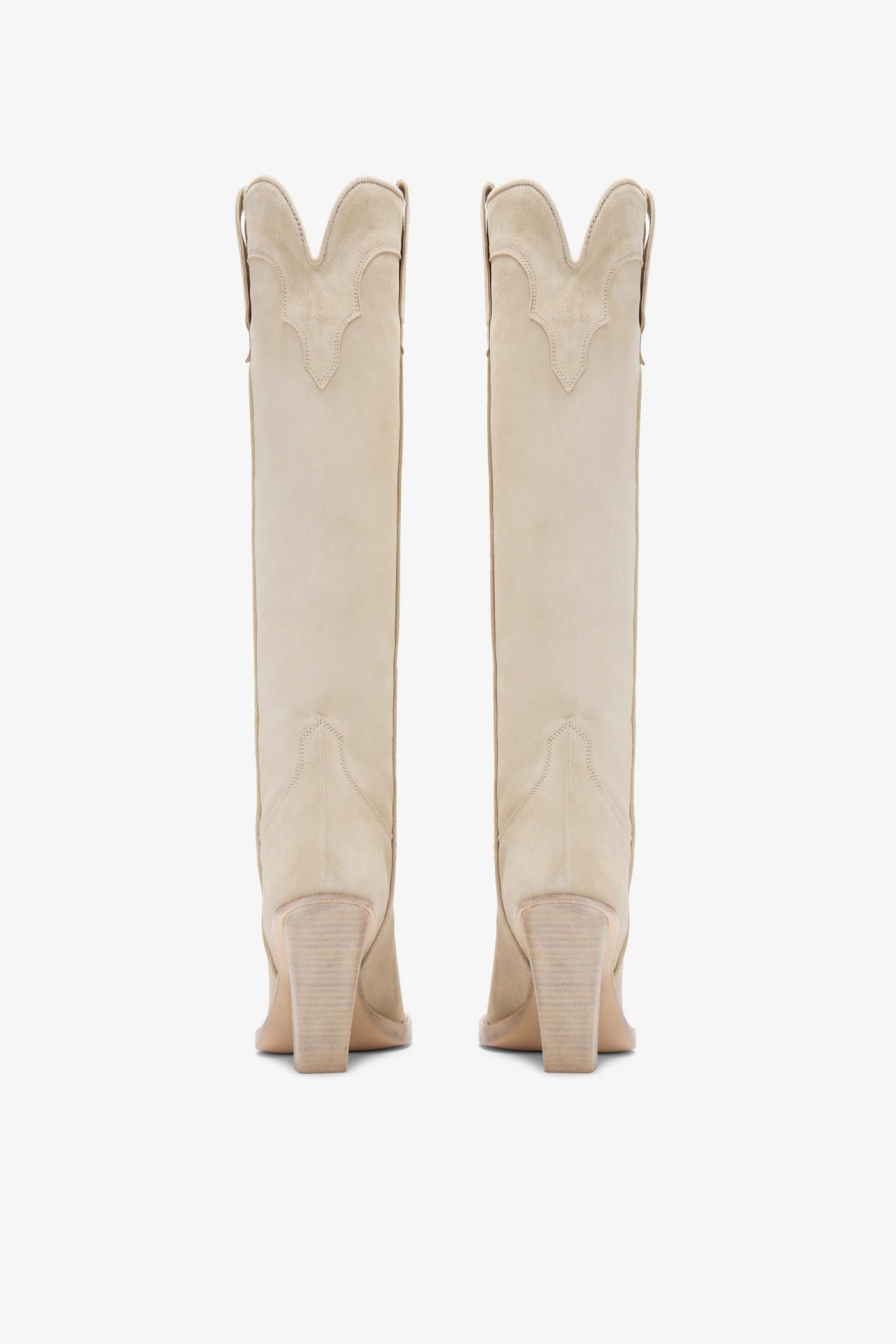 Off white calf suede boots with metallic toe