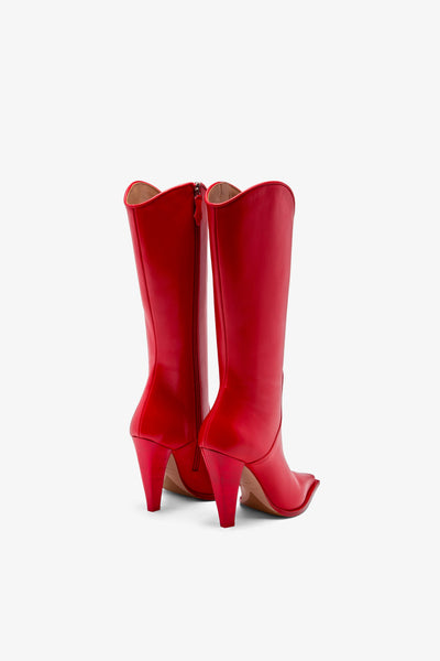 Red leather boot