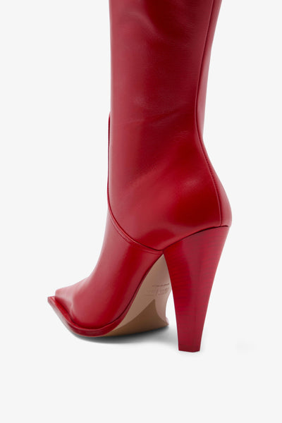 Red leather boot