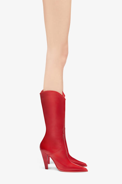 Red leather boot