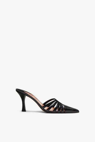 Black leather cut-out mule