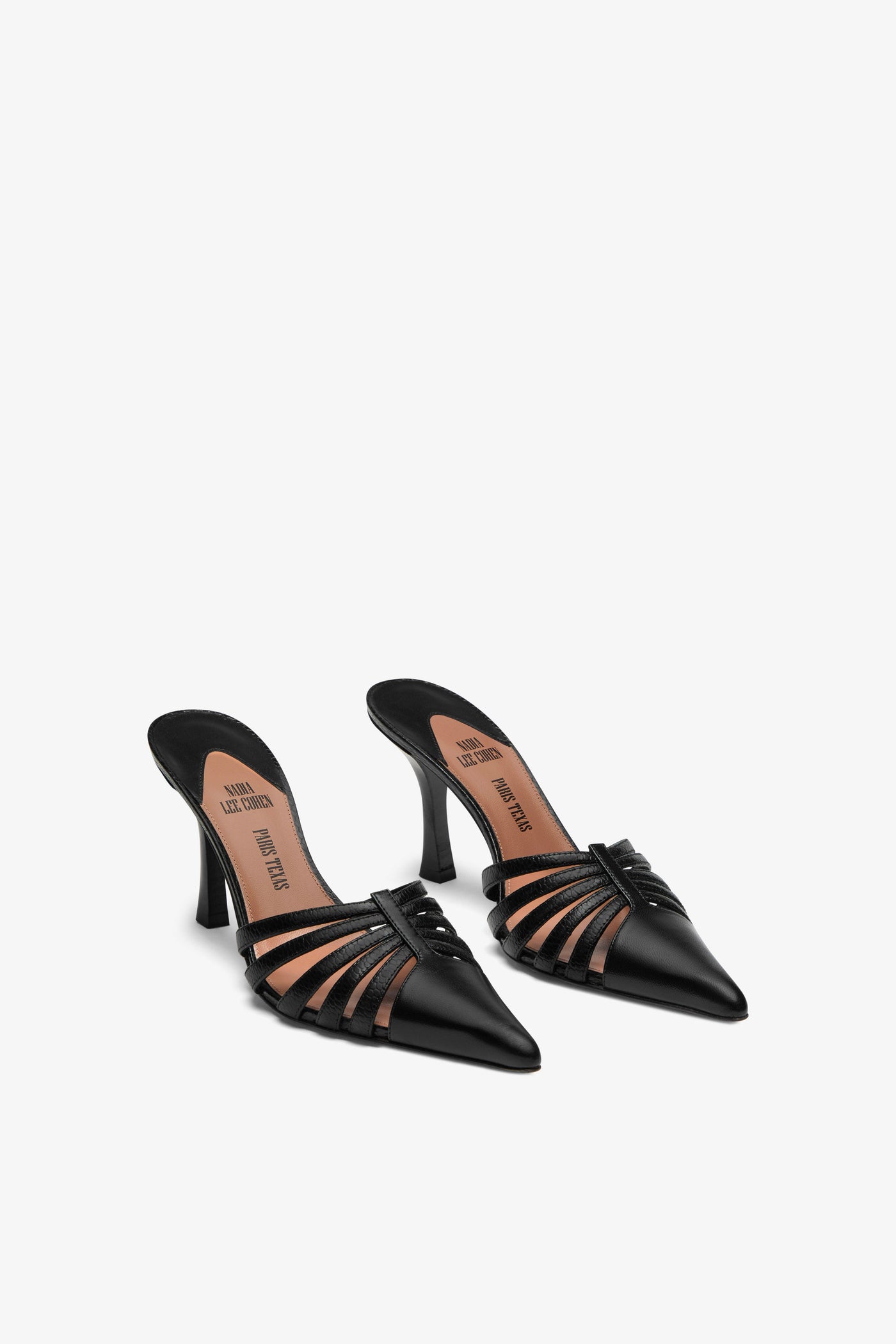 Black leather cut-out mule