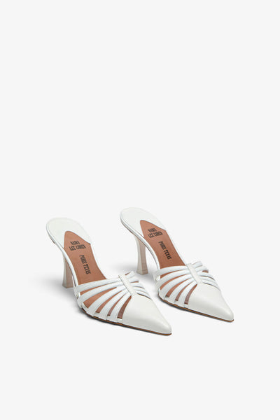 White leather cut-out mule