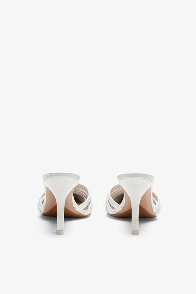 White leather cut-out mule