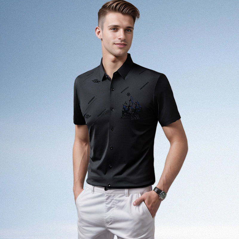 Polo à manches courtes - Élégance décontractée - Projet Paris - Parfait pour un look casual chic tout en restant confortable - Tissu en coton de qualité et coupe classique