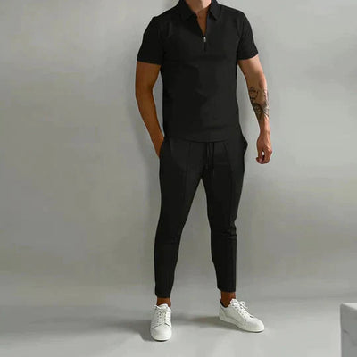 Ensemble Valezo - Luxe 2 pièces pour hommes - Projet Paris - Polo et joggers - Élégant et confortable