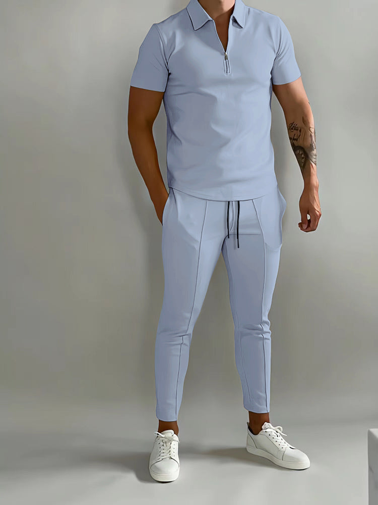 Ensemble Valezo - Luxe 2 pièces pour hommes - Projet Paris - Polo et joggers - Élégant et confortable