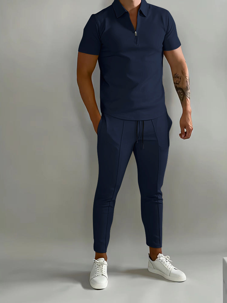 Ensemble Valezo - Luxe 2 pièces pour hommes - Projet Paris - Polo et joggers - Élégant et confortable