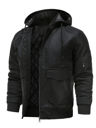 Veste d'hiver en cuir PU - coupe-vent pour hommes - Projet Paris - Style moderne et robuste