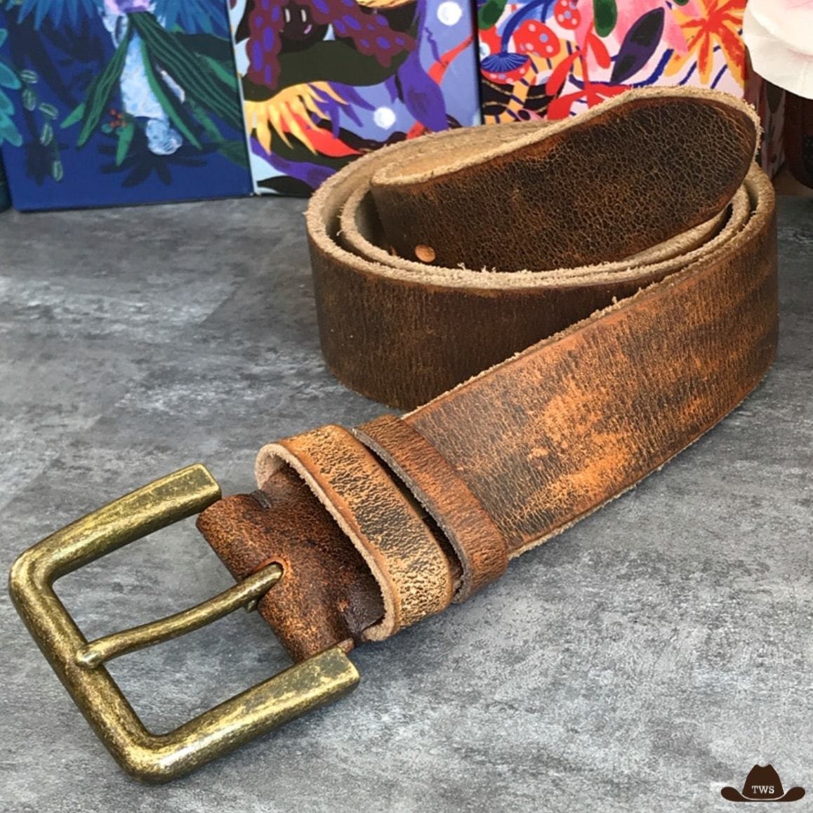 Ceinture Cuir Western Marron