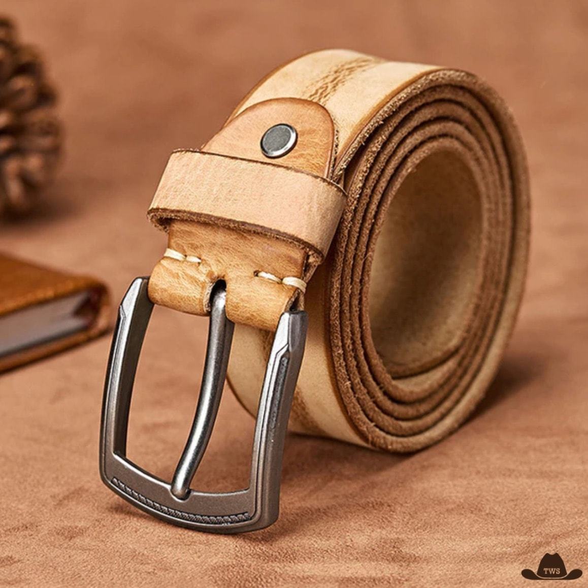 Ceinture en Cuir Marron Homme Western