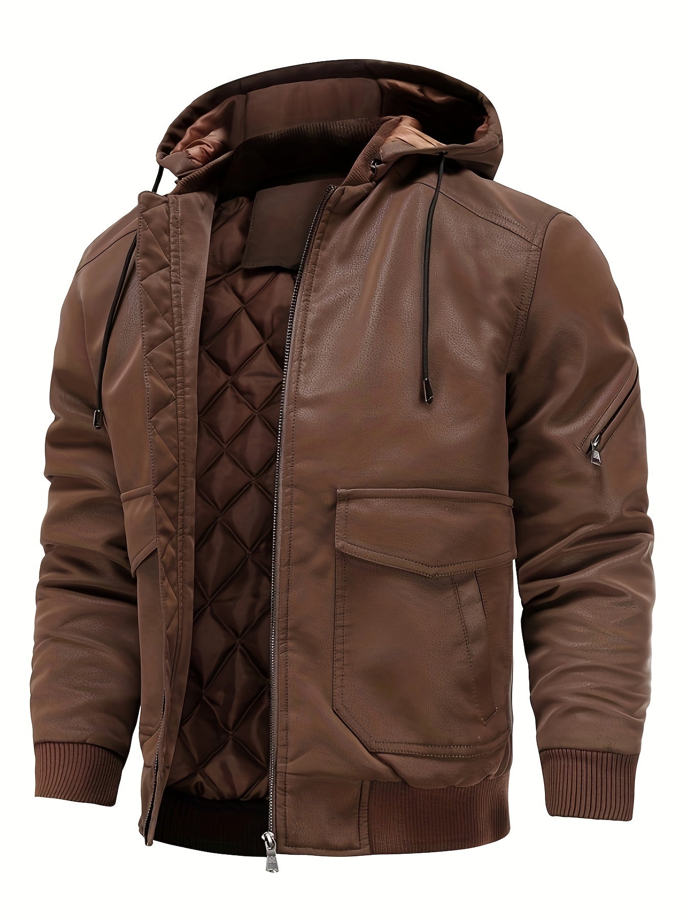 Veste d'hiver en cuir PU - coupe-vent pour hommes - Projet Paris - Style moderne et robuste