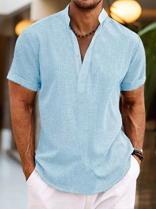 Polo décontracté à col en V pour homme - Élégance simple - Projet Paris - Confort et style classique avec un col en V moderne - Tissu doux et coupe ajustée