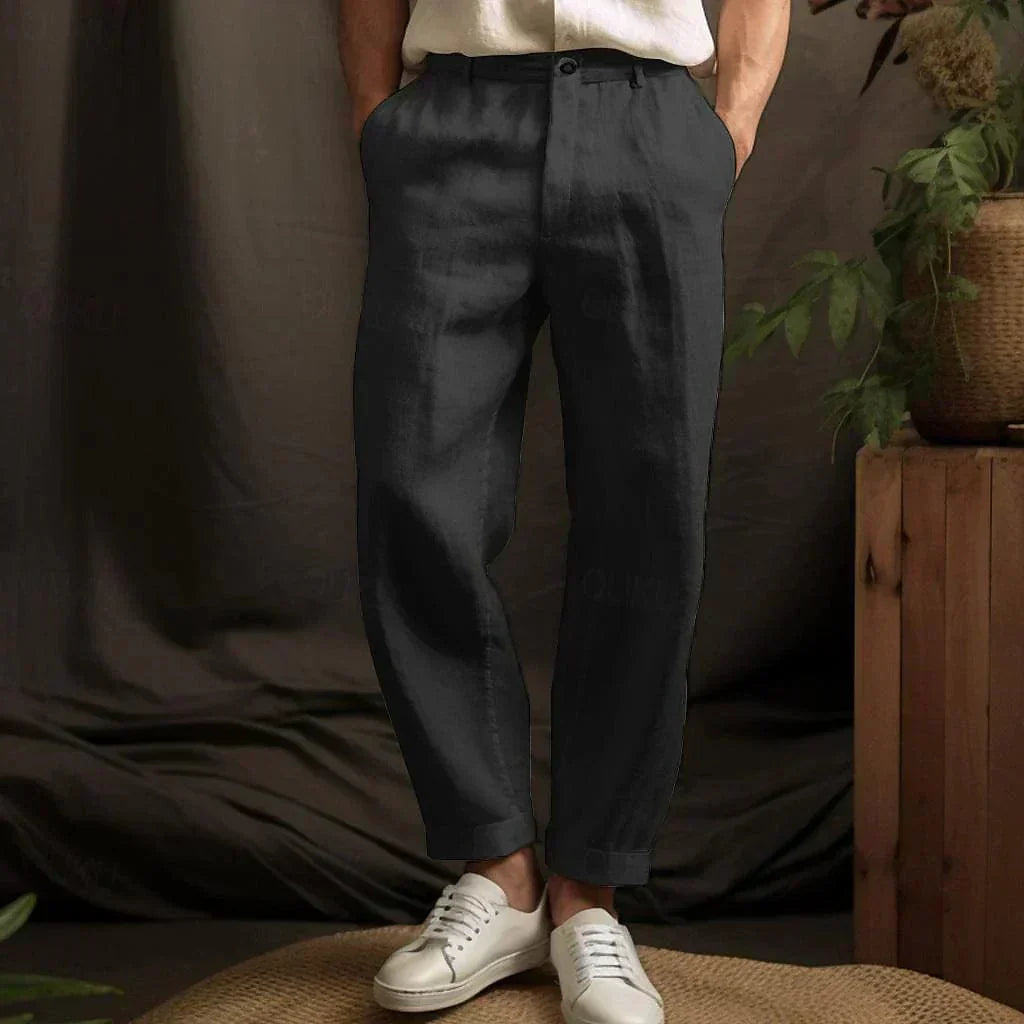 Pantalon en lin pour homme - Style décontracté d'été - Projet Paris - Confort optimal pour les journées chaudes avec un style décontracté - Tissu léger et coupe fluide