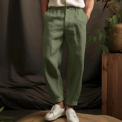 Pantalon en lin pour homme - Style décontracté d'été - Projet Paris - Confort optimal pour les journées chaudes avec un style décontracté - Tissu léger et coupe fluide