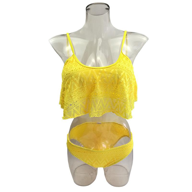 Bikini jaune à volants