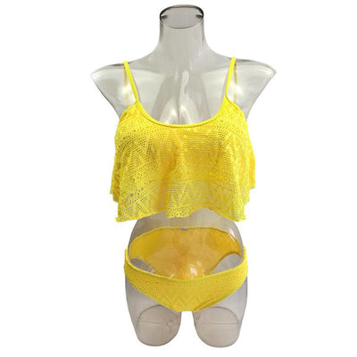 Bikini jaune à volants