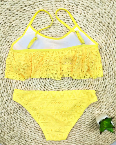 Bikini jaune à volants