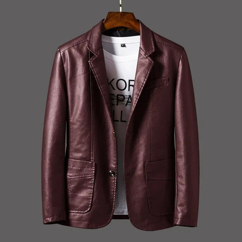 Veste en cuir classique pour homme - Style intemporel et robuste - Projet Paris - Parfait pour un look élégant et résistant - Cuir véritable et coupe ajustée